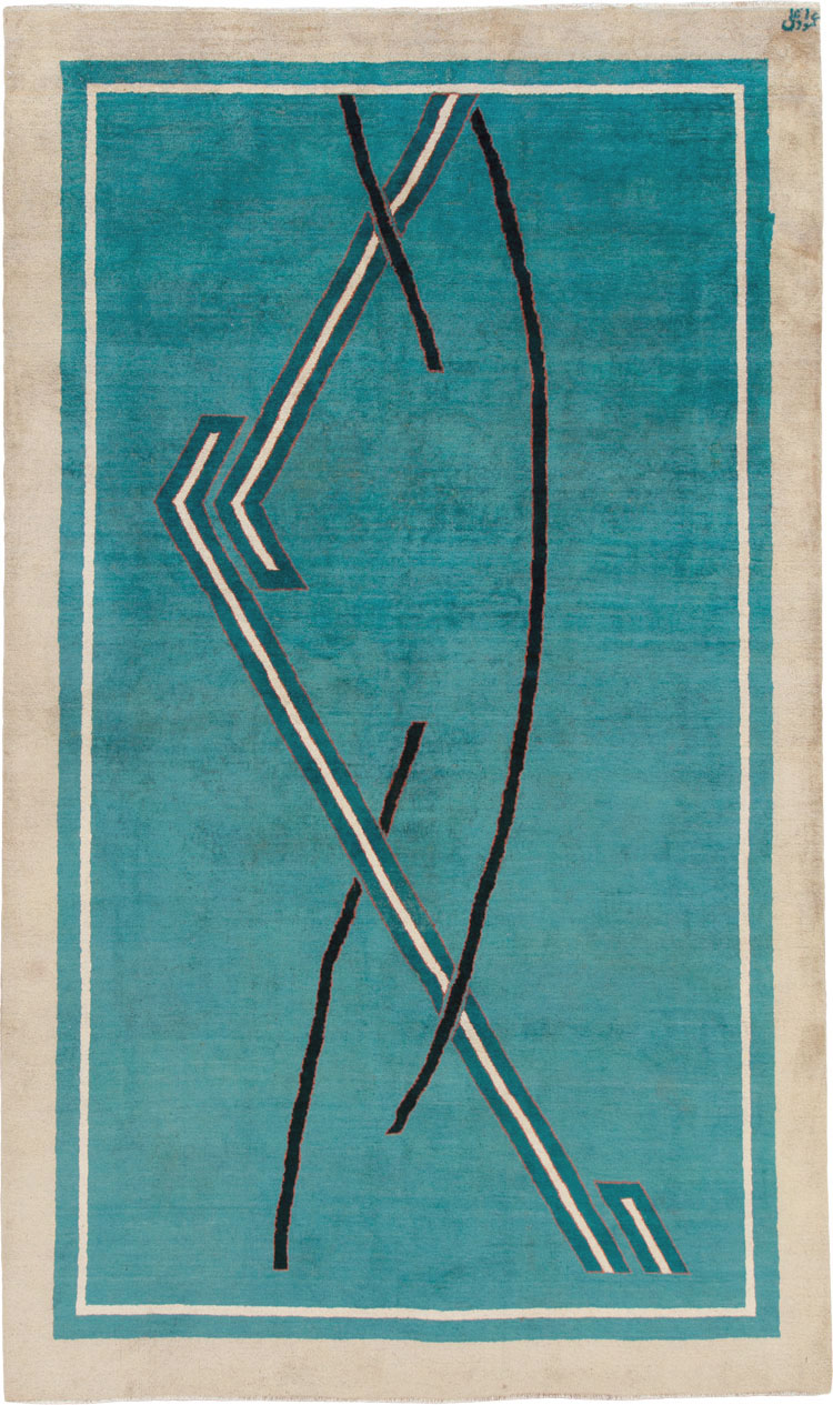 Vintage Persian Mashad Art Deco Carpet, No.22912 - Galerie Shabab