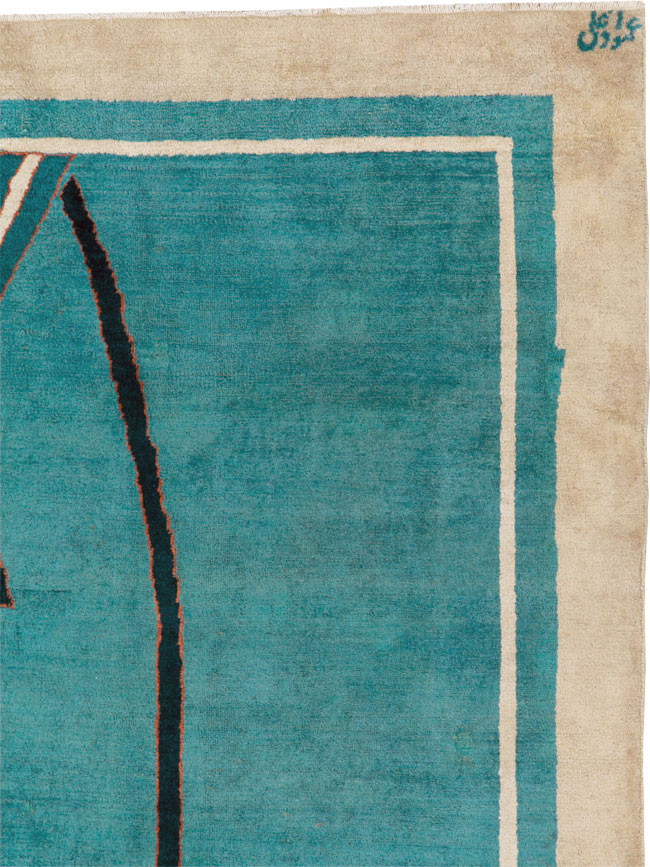 Vintage Persian Mashad Art Deco Carpet, No.22912 - Galerie Shabab