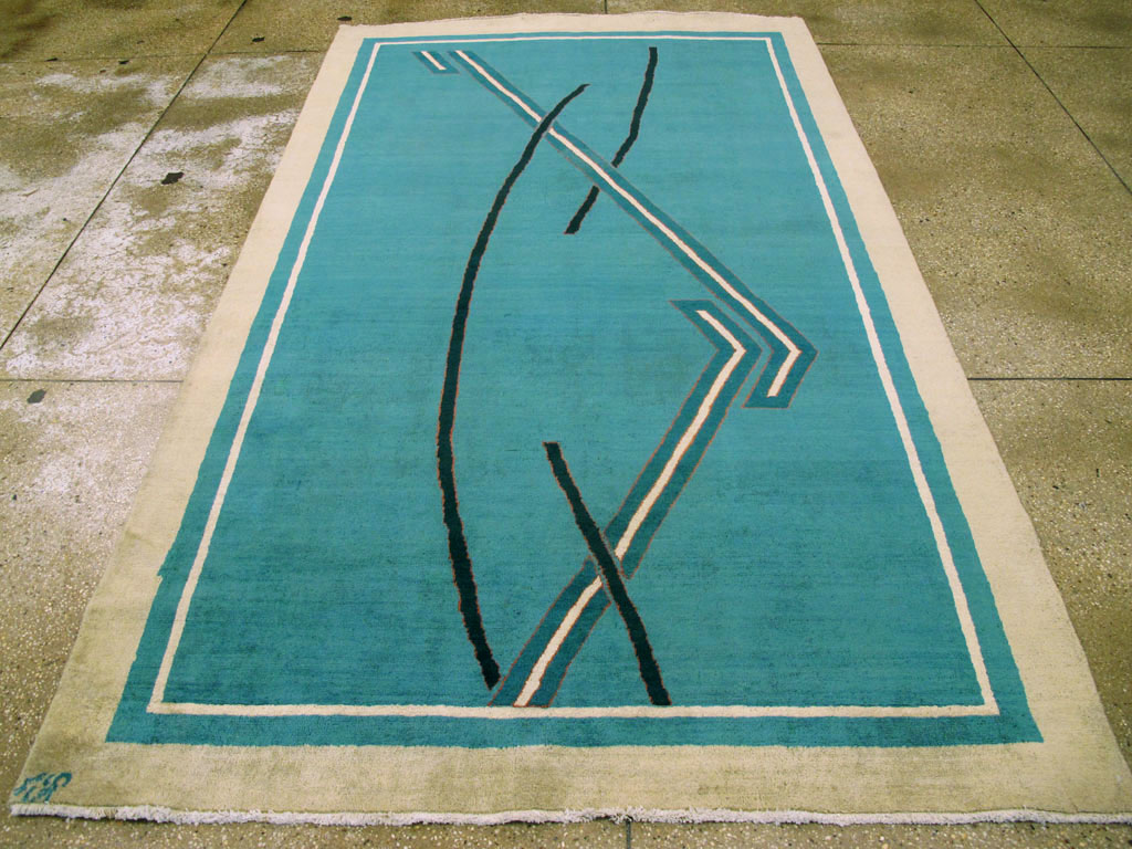 Vintage Persian Mashad Art Deco Carpet, No.22912 - Galerie Shabab