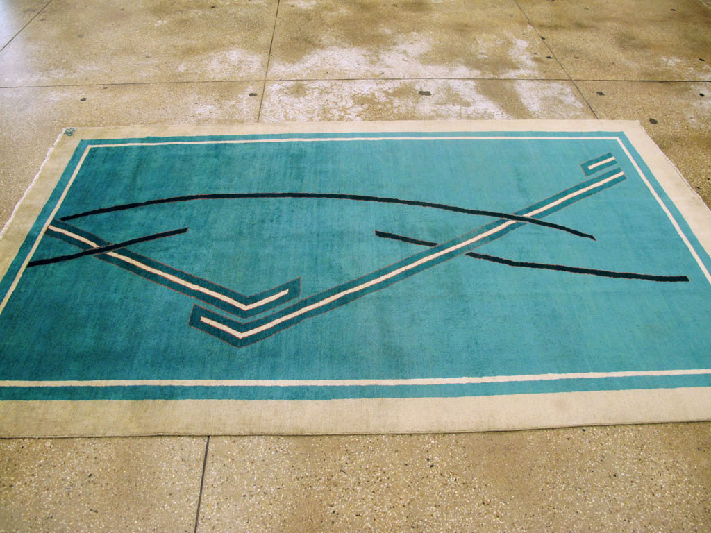 Vintage Persian Mashad Art Deco Carpet, No.22912 - Galerie Shabab