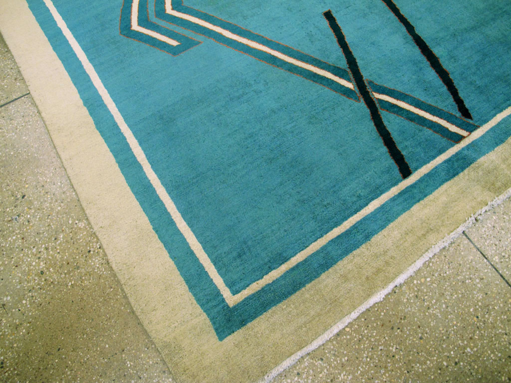 Vintage Persian Mashad Art Deco Carpet, No.22912 - Galerie Shabab