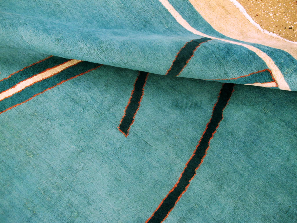 Vintage Persian Mashad Art Deco Carpet, No.22912 - Galerie Shabab