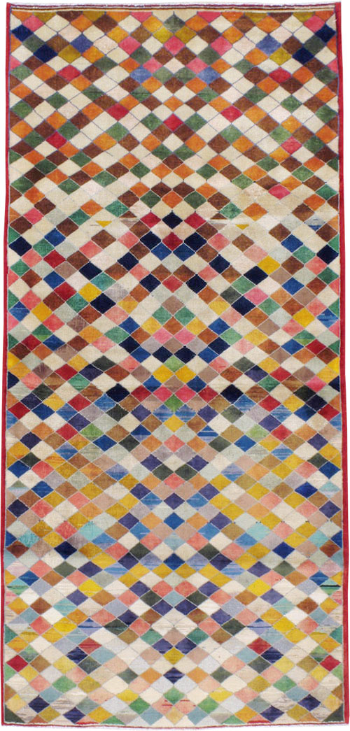 Vintage Persian Kashan Modernist Rug, No.22985 - Galerie Shabab