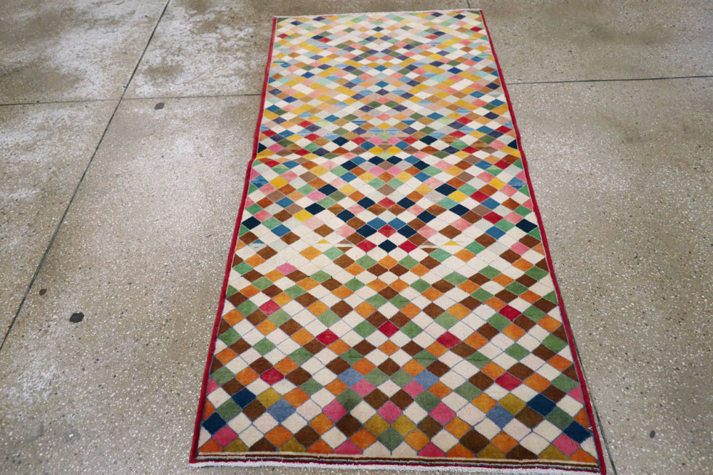 Vintage Persian Kashan Modernist Rug, No.22985 - Galerie Shabab