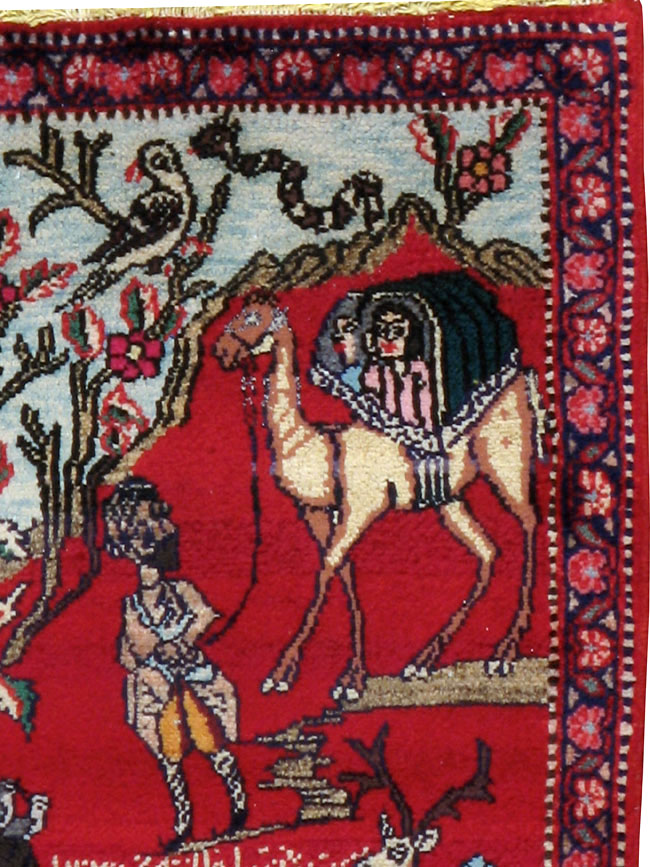 Vintage Persian Tabriz Pictorial Rug, No.22998 - Galerie Shabab