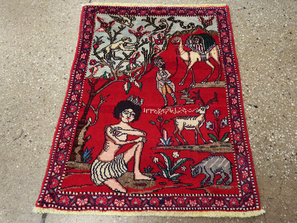 Vintage Persian Tabriz Pictorial Rug, No.22998 - Galerie Shabab