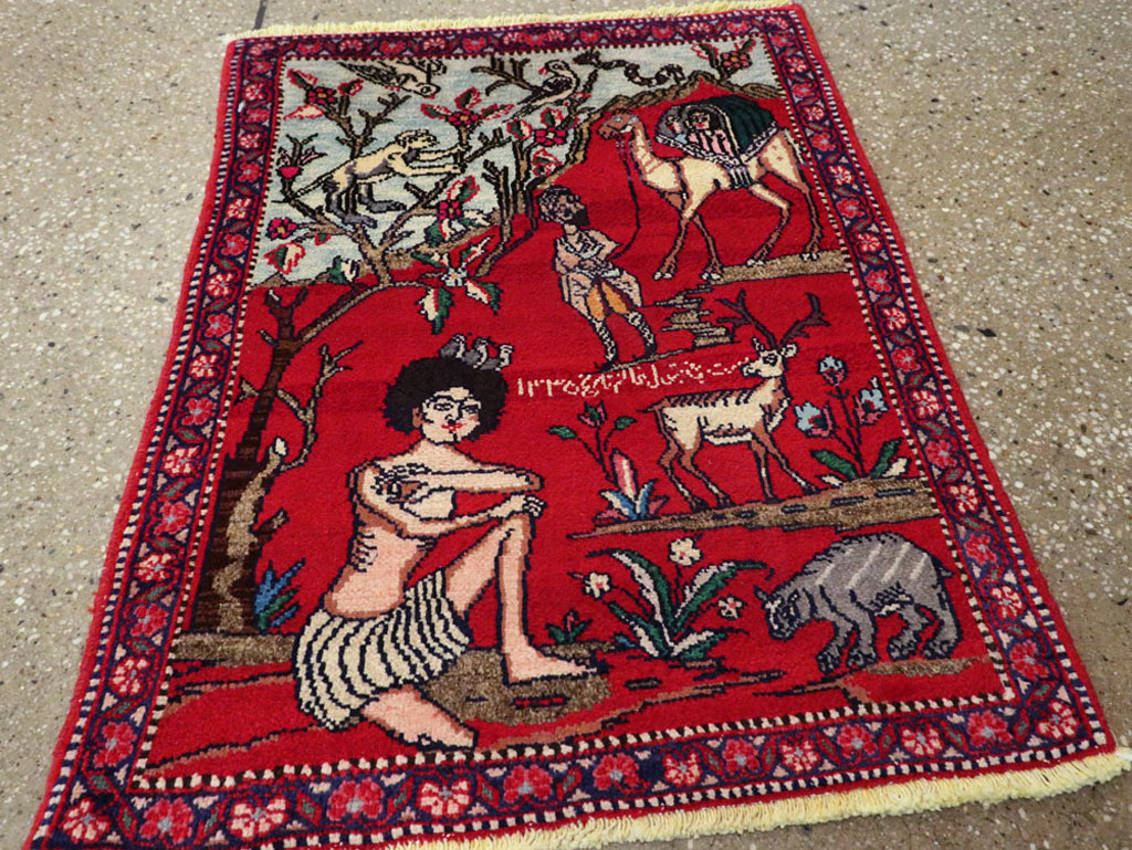 Vintage Persian Tabriz Pictorial Rug, No.22998 - Galerie Shabab