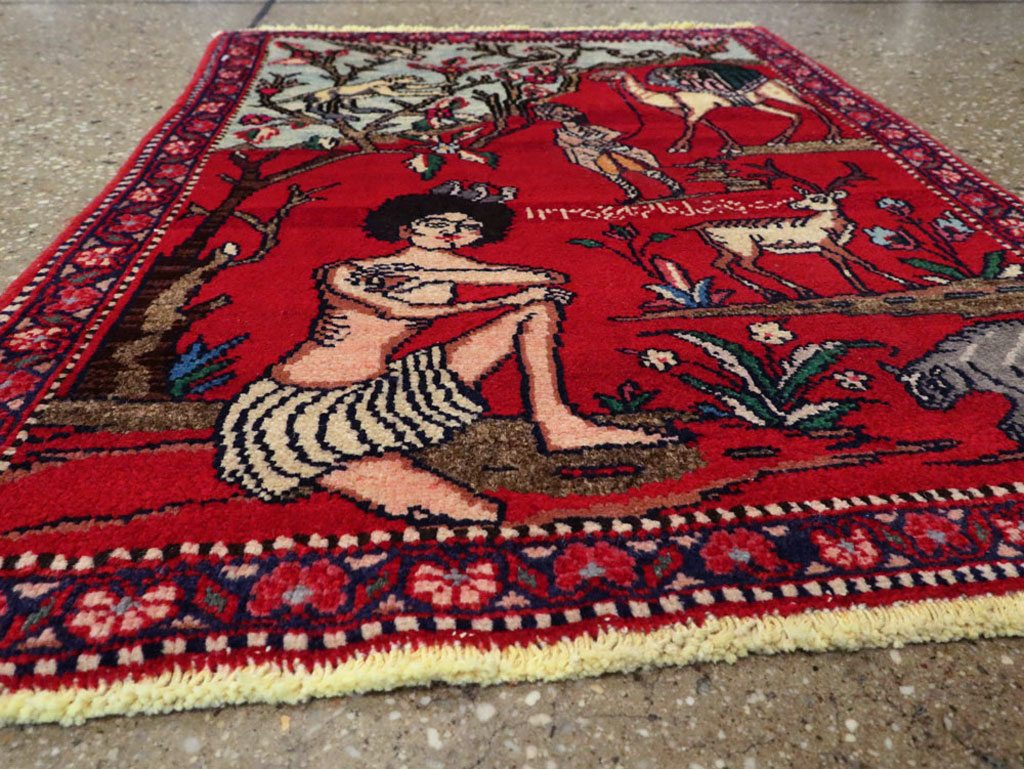 Vintage Persian Tabriz Pictorial Rug, No.22998 - Galerie Shabab