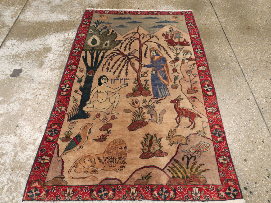 Vintage Persian Tabriz Pictorial Rug, No.22999 - Galerie Shabab