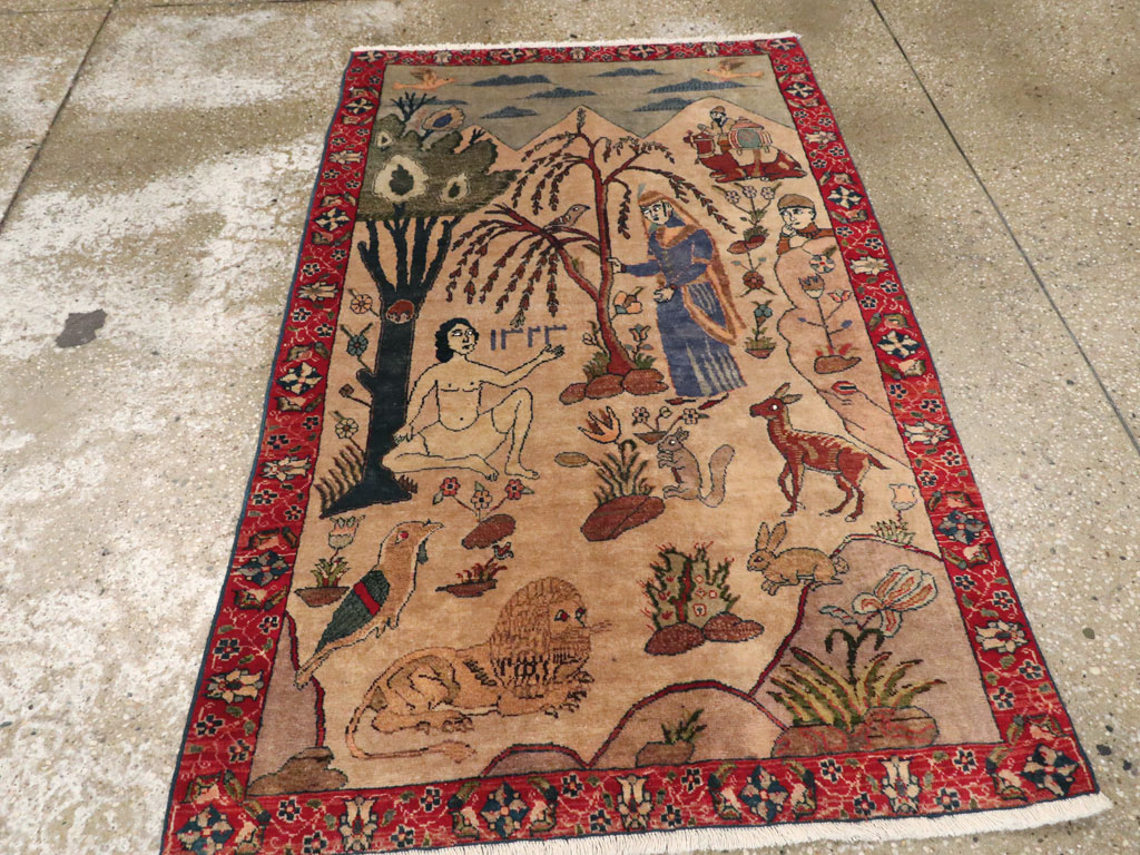 Vintage Persian Tabriz Pictorial Rug, No.22999 - Galerie Shabab