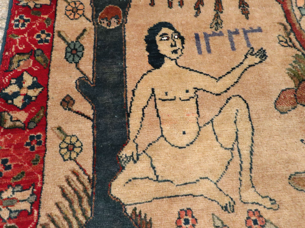 Vintage Persian Tabriz Pictorial Rug, No.22999 - Galerie Shabab