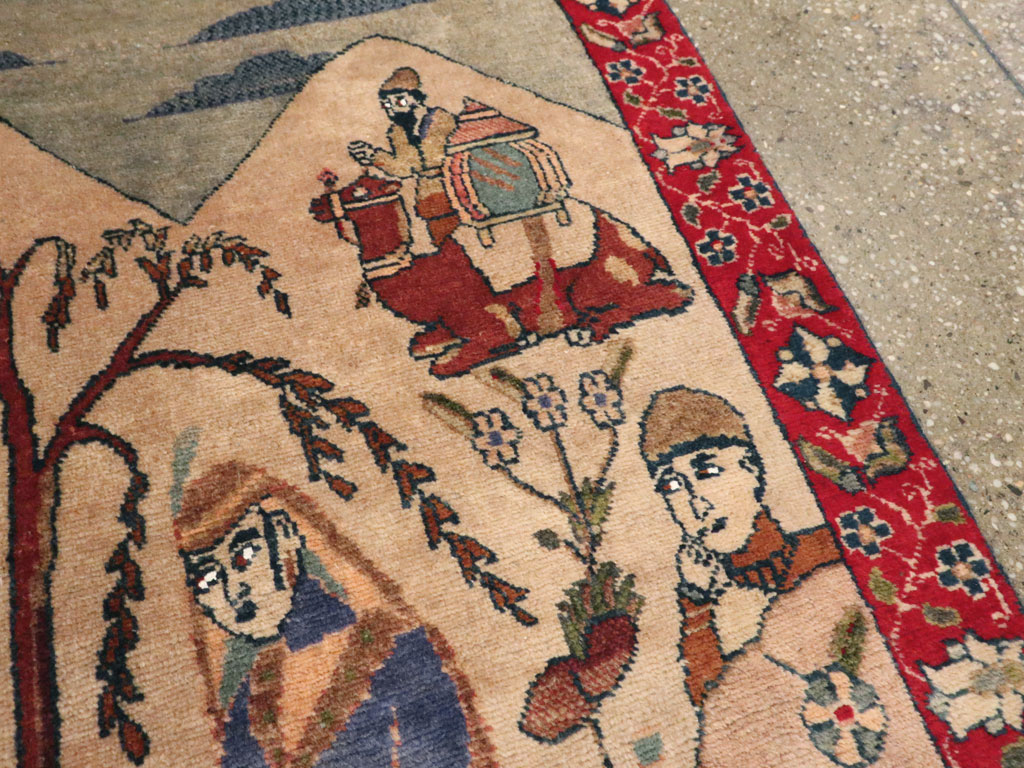 Vintage Persian Tabriz Pictorial Rug, No.22999 - Galerie Shabab