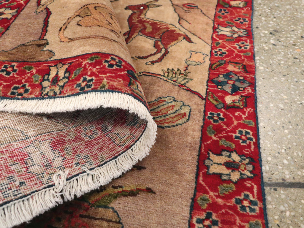 Vintage Persian Tabriz Pictorial Rug, No.22999 - Galerie Shabab