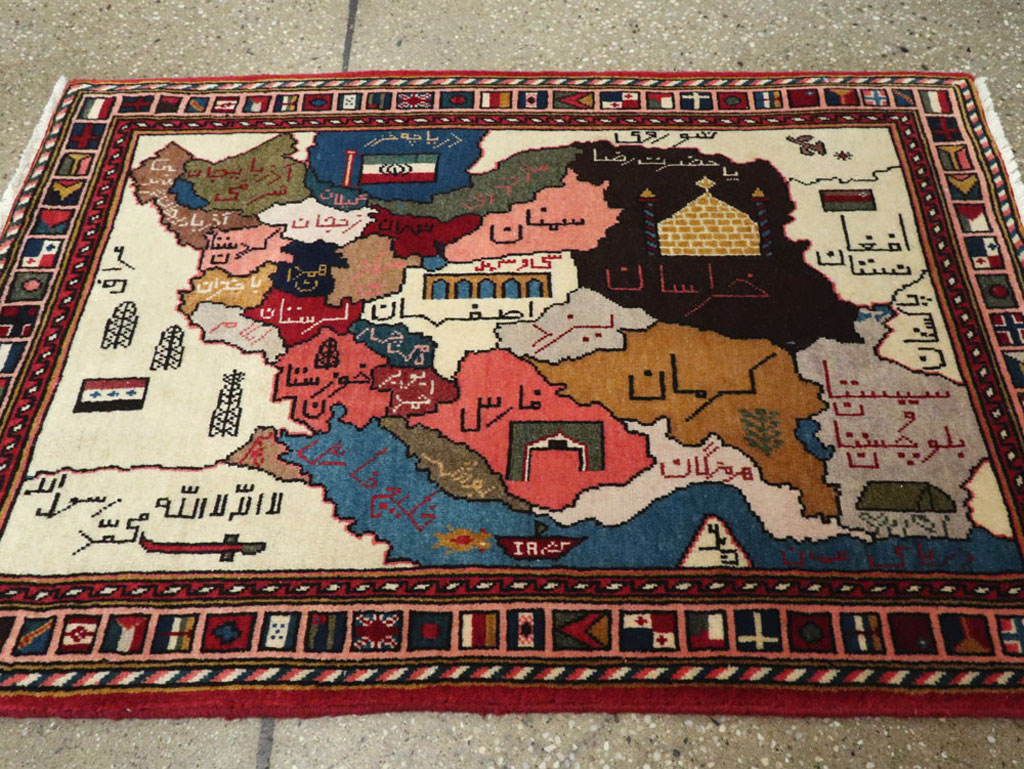 Vintage Tabriz Pictorial Map Rug, No.23004 - Galerie Shabab