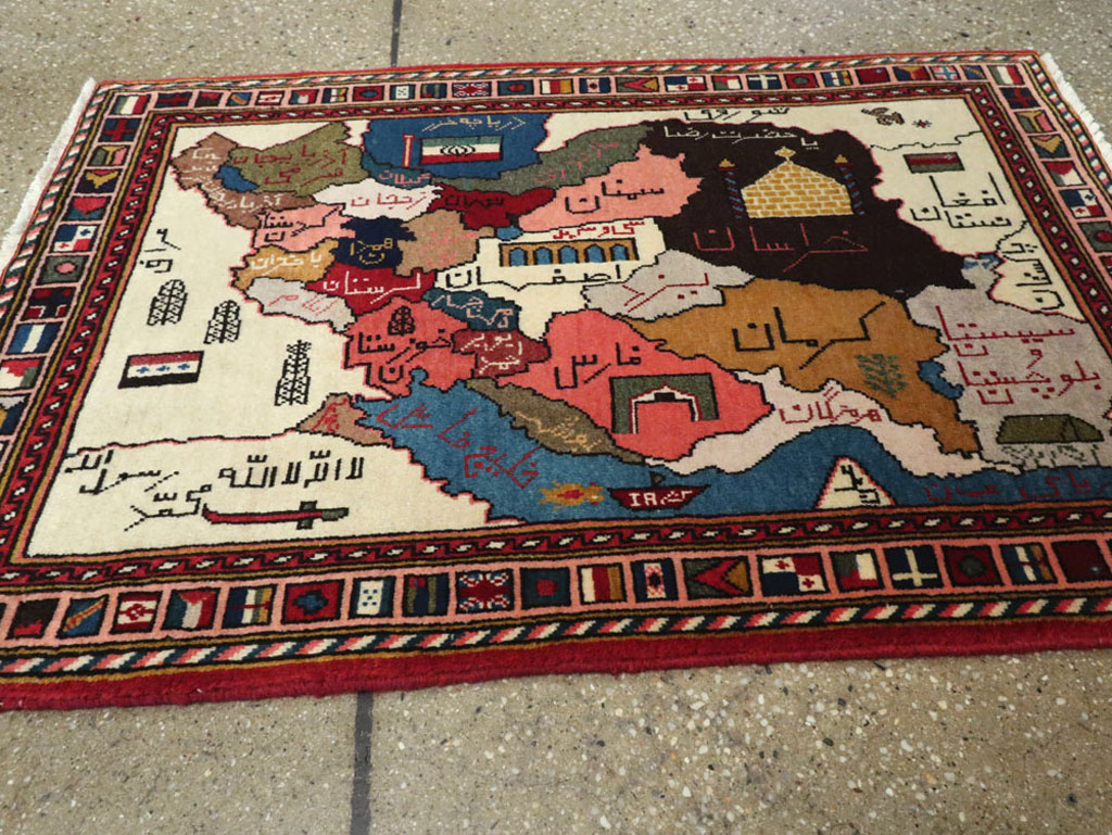 Vintage Tabriz Pictorial Map Rug, No.23004 - Galerie Shabab