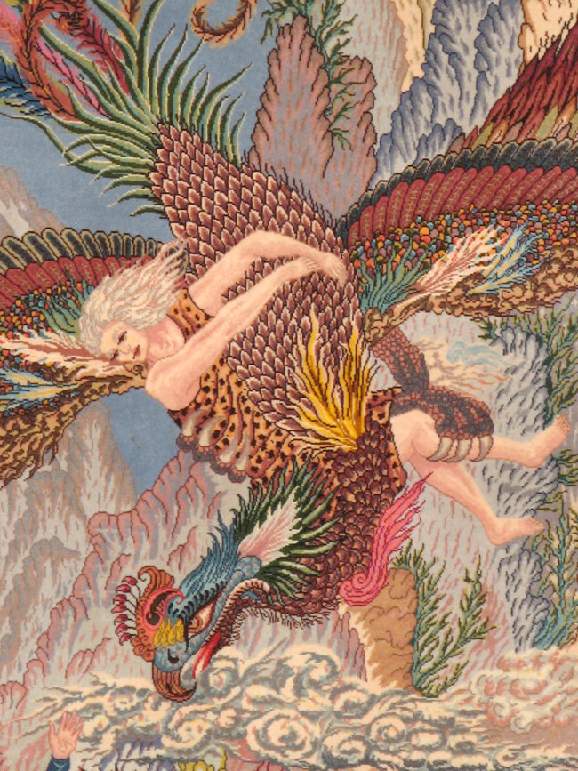 Vintage Persian Tabriz Pictorial Rug, No.23008 - Galerie Shabab