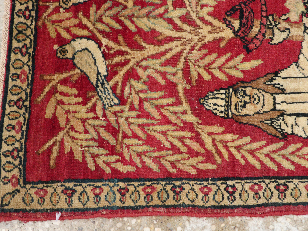 Antique Persian Lavar Kerman Pictorial Rug (Pair: 1 of 2), No.23029 - Galerie Shabab