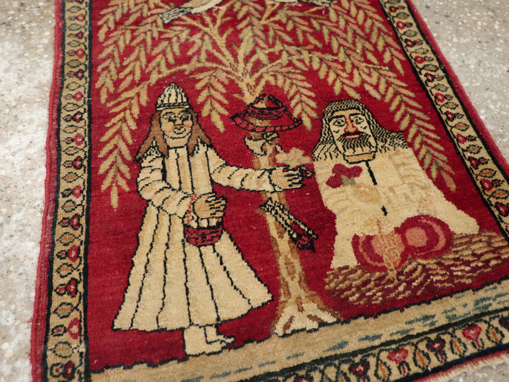 Antique Persian Lavar Kerman Pictorial Rug (Pair: 1 of 2), No.23029 - Galerie Shabab