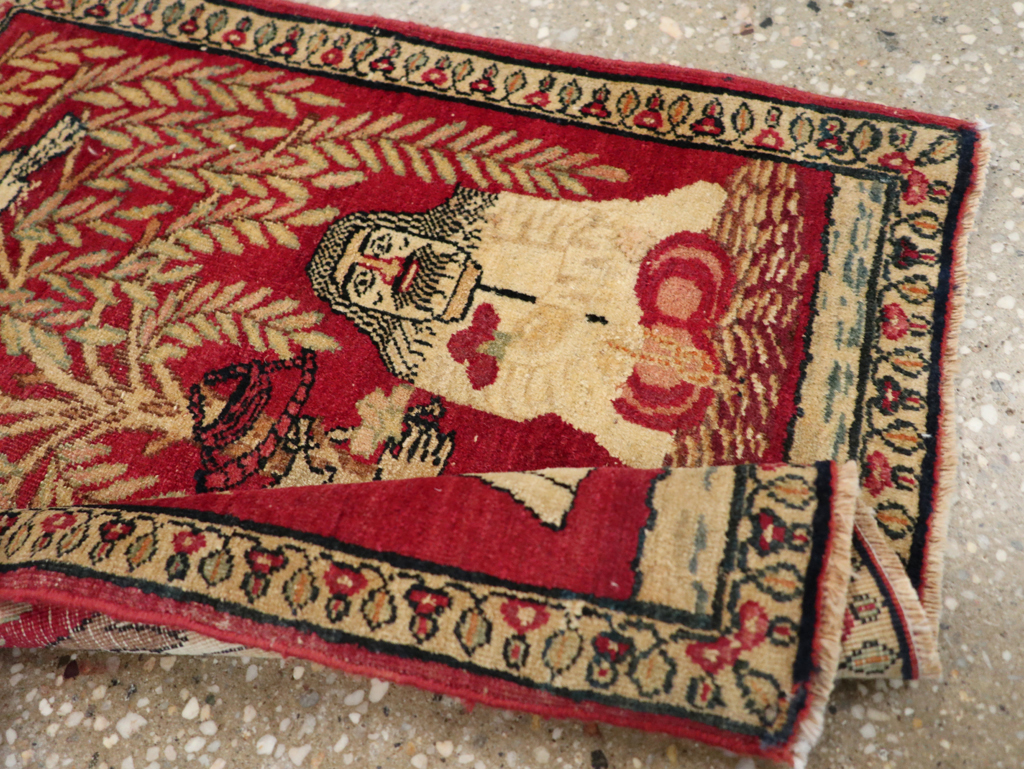 Antique Persian Lavar Kerman Pictorial Rug (Pair: 1 of 2), No.23029 - Galerie Shabab