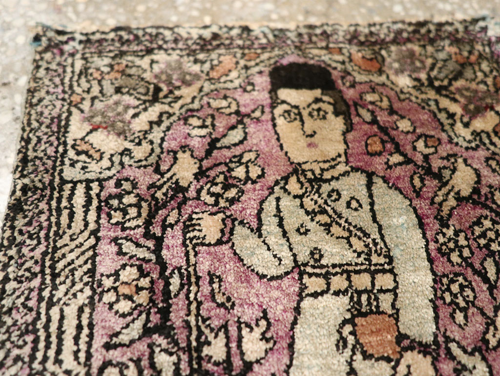 Antique Persian Kashan Pictorial Rug, No.23035 - Galerie Shabab