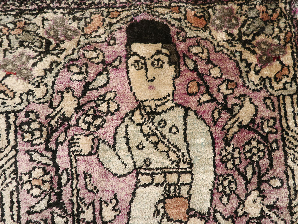 Antique Persian Kashan Pictorial Rug, No.23035 - Galerie Shabab