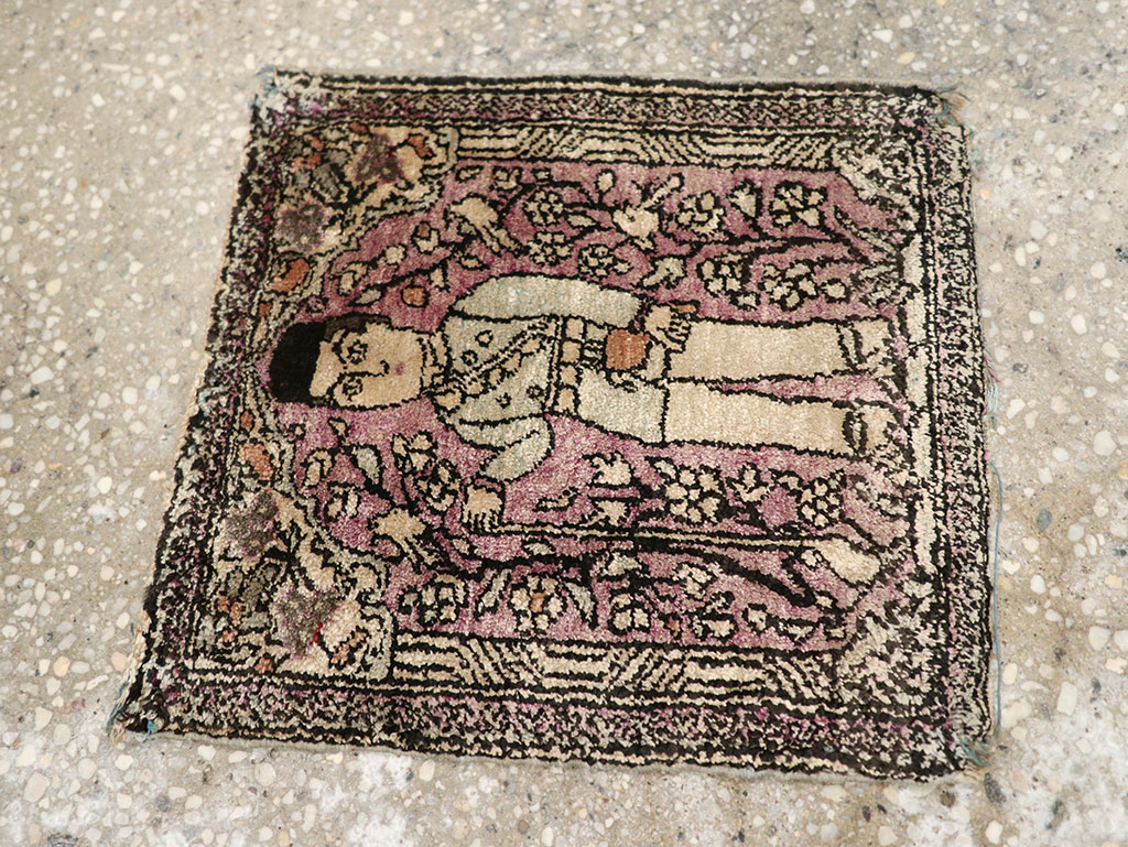 Antique Persian Kashan Pictorial Rug, No.23035 - Galerie Shabab