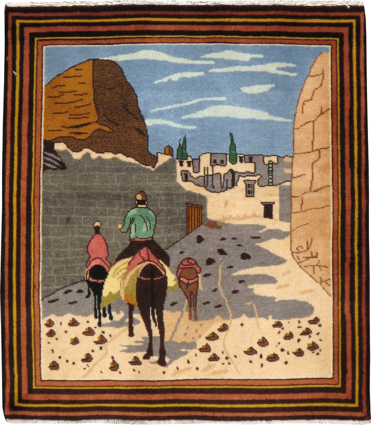 Vintage Persian Tabriz Pictorial Rug, No.23068 - Galerie Shabab