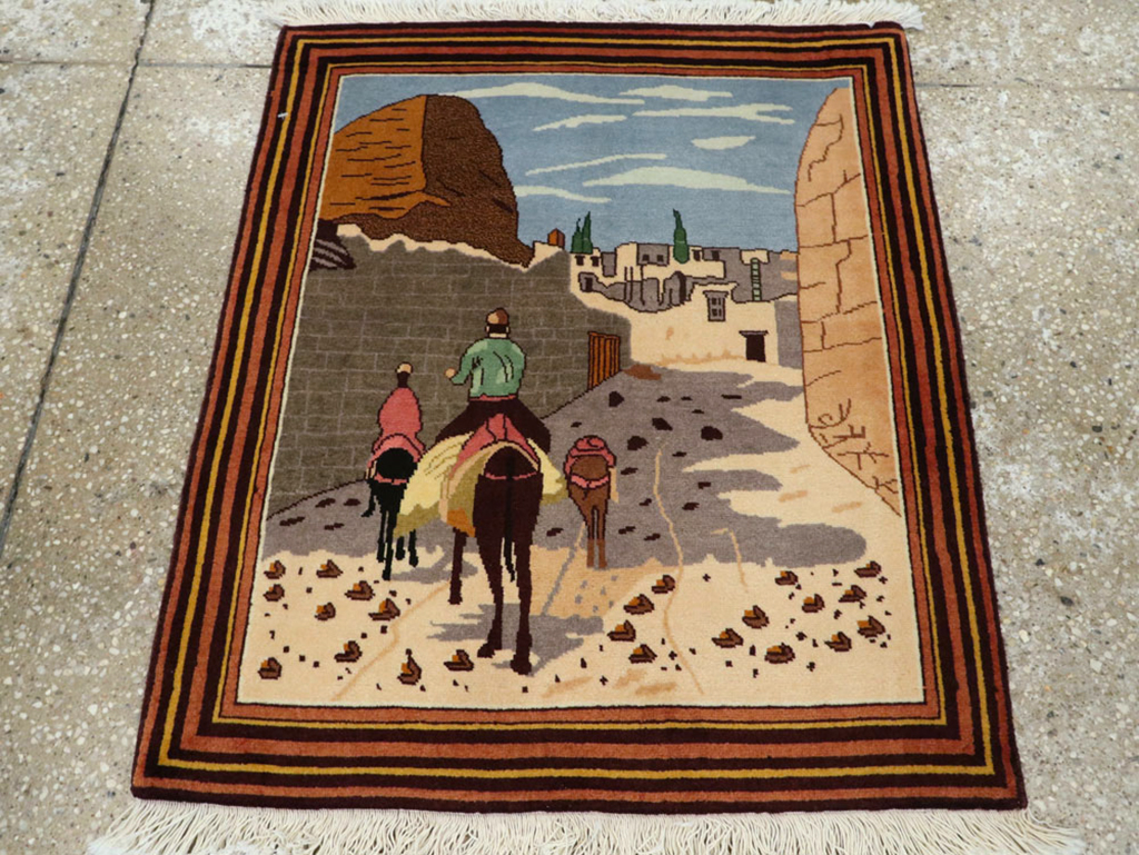 Vintage Persian Tabriz Pictorial Rug, No.23068 - Galerie Shabab