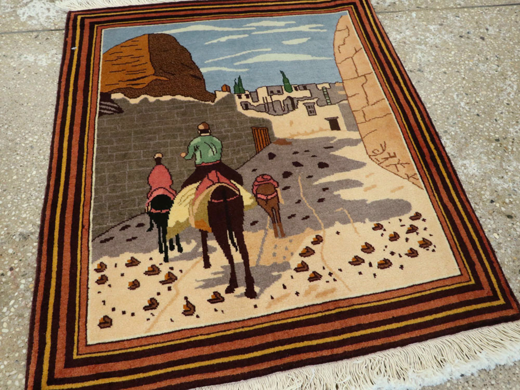 Vintage Persian Tabriz Pictorial Rug, No.23068 - Galerie Shabab