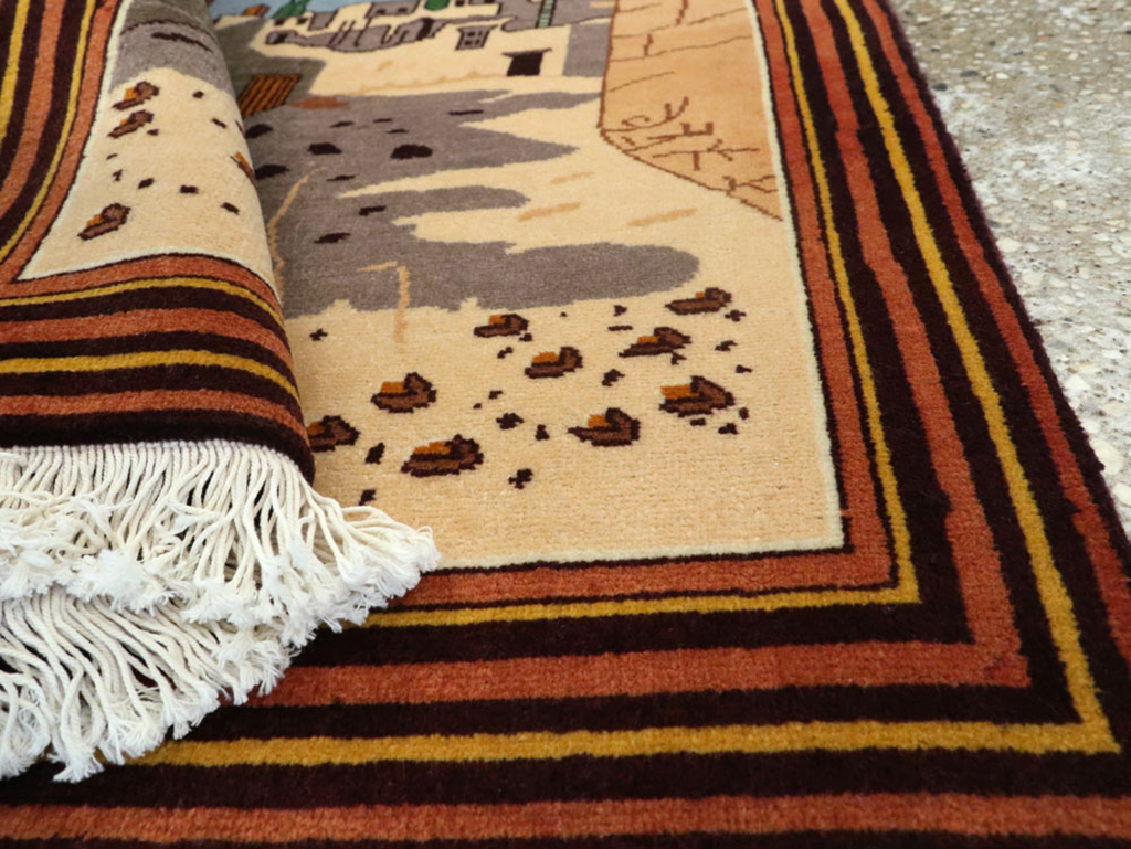 Vintage Persian Tabriz Pictorial Rug, No.23068 - Galerie Shabab