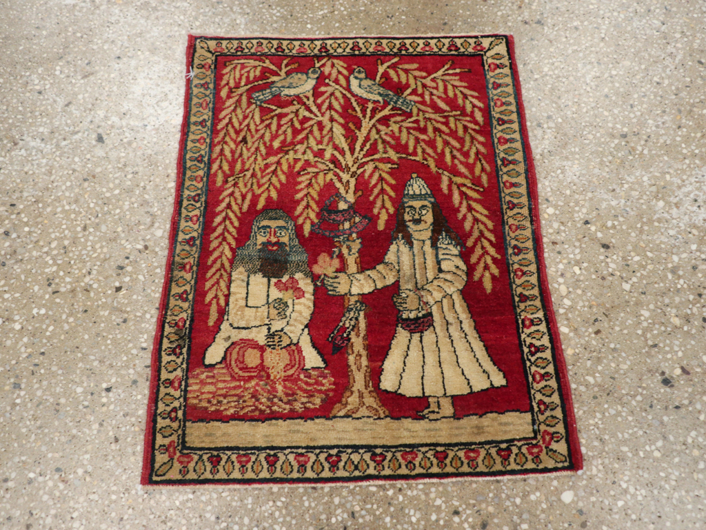 Antique Persian Lavar Kerman Pictorial Rug (Pair: 2 of 2), No.23078 - Galerie Shabab