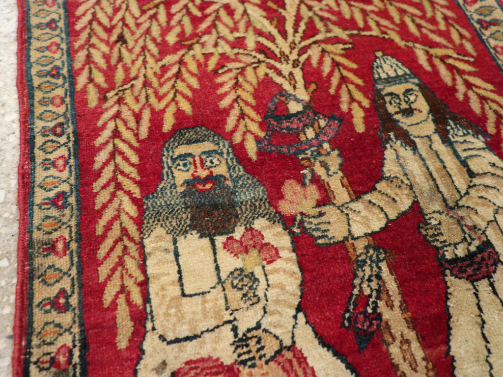 Antique Persian Lavar Kerman Pictorial Rug (Pair: 2 of 2), No.23078 - Galerie Shabab