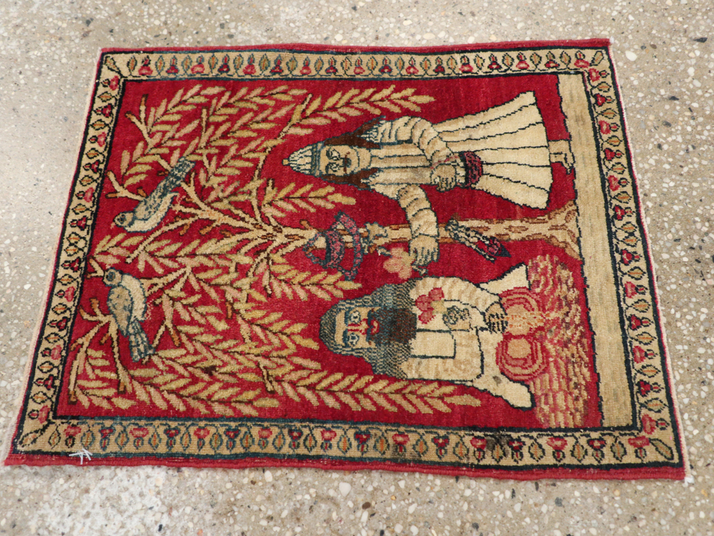 Antique Persian Lavar Kerman Pictorial Rug (Pair: 2 of 2), No.23078 - Galerie Shabab