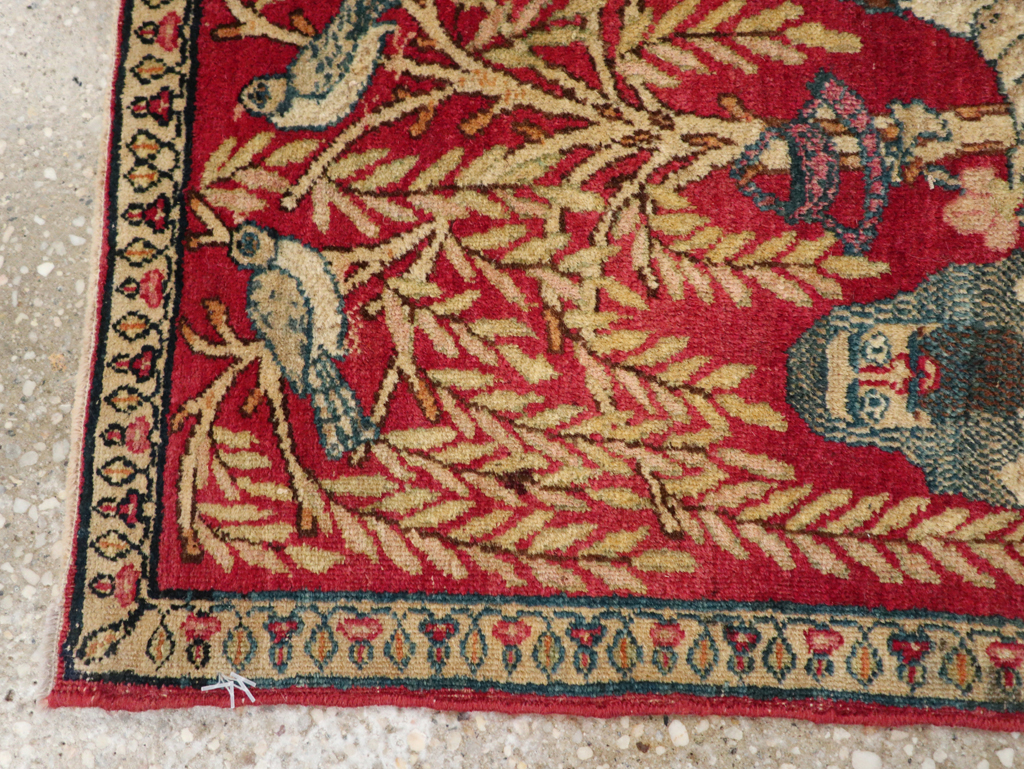 Antique Persian Lavar Kerman Pictorial Rug (Pair: 2 of 2), No.23078 - Galerie Shabab