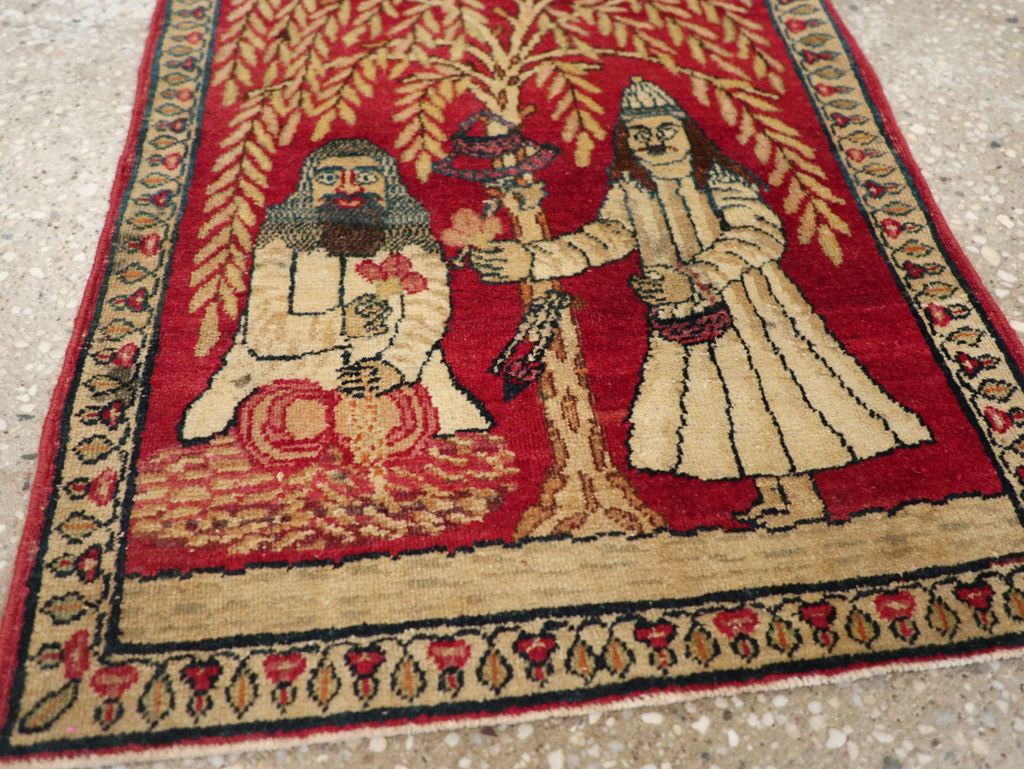 Antique Persian Lavar Kerman Pictorial Rug (Pair: 2 of 2), No.23078 - Galerie Shabab