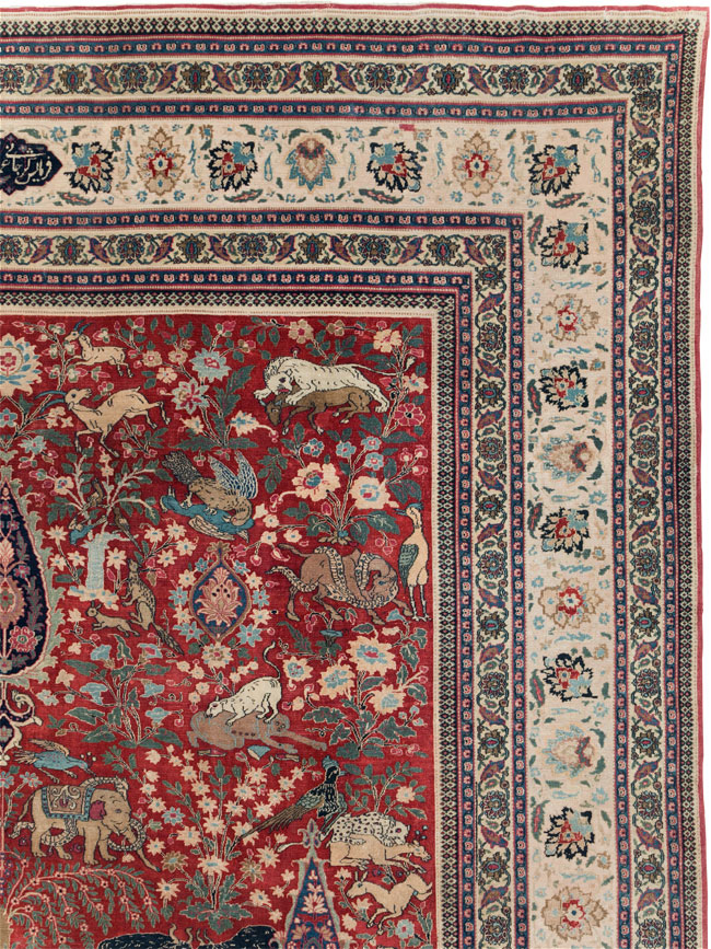 Antique Persian Mashad Pictorial Oversize Carpet, No.23094 - Galerie Shabab
