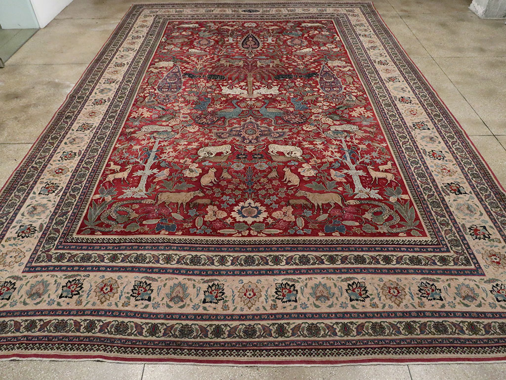 Antique Persian Mashad Pictorial Oversize Carpet, No.23094 - Galerie Shabab