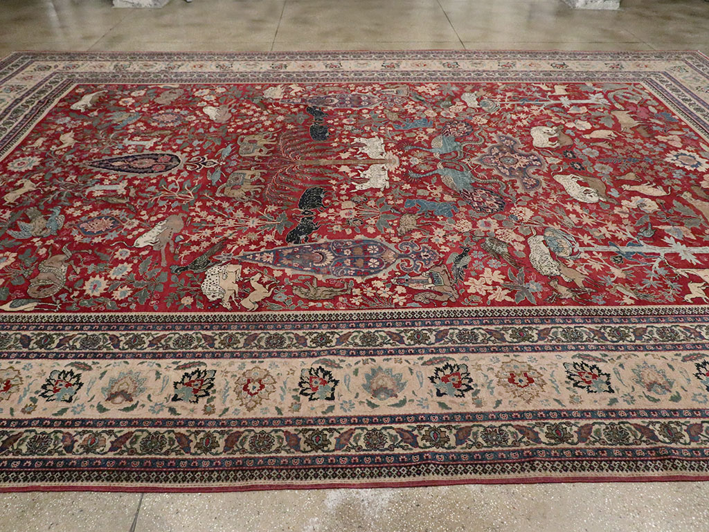 Antique Persian Mashad Pictorial Oversize Carpet, No.23094 - Galerie Shabab
