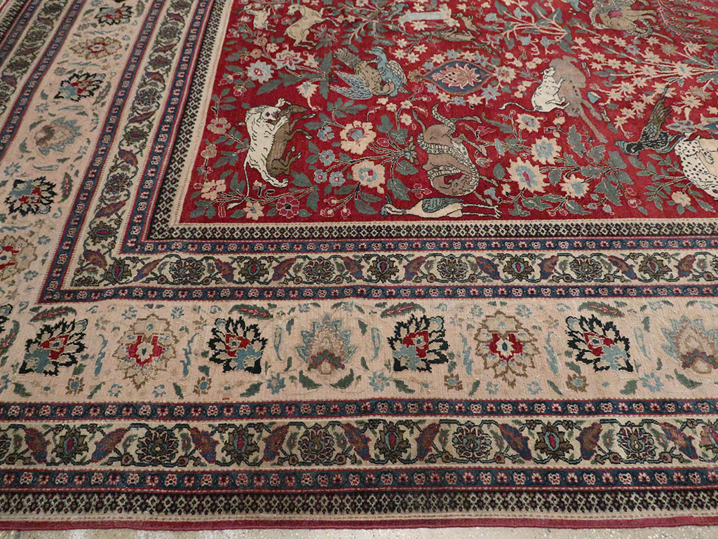 Antique Persian Mashad Pictorial Oversize Carpet, No.23094 - Galerie Shabab