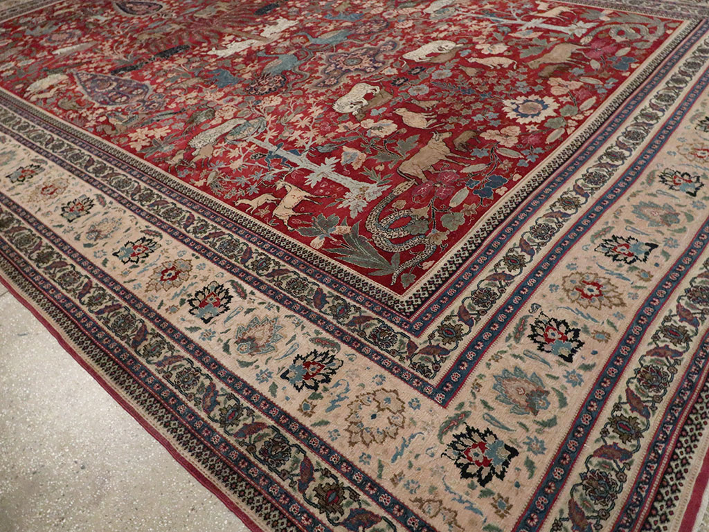 Antique Persian Mashad Pictorial Oversize Carpet, No.23094 - Galerie Shabab