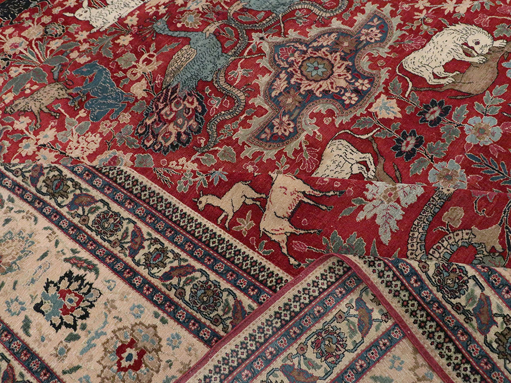 Antique Persian Mashad Pictorial Oversize Carpet, No.23094 - Galerie Shabab