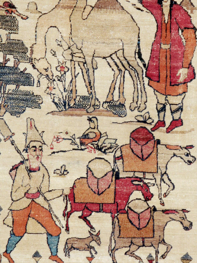 Vintage Persian Kerman Pictorial Rug, No.23102 - Galerie Shabab