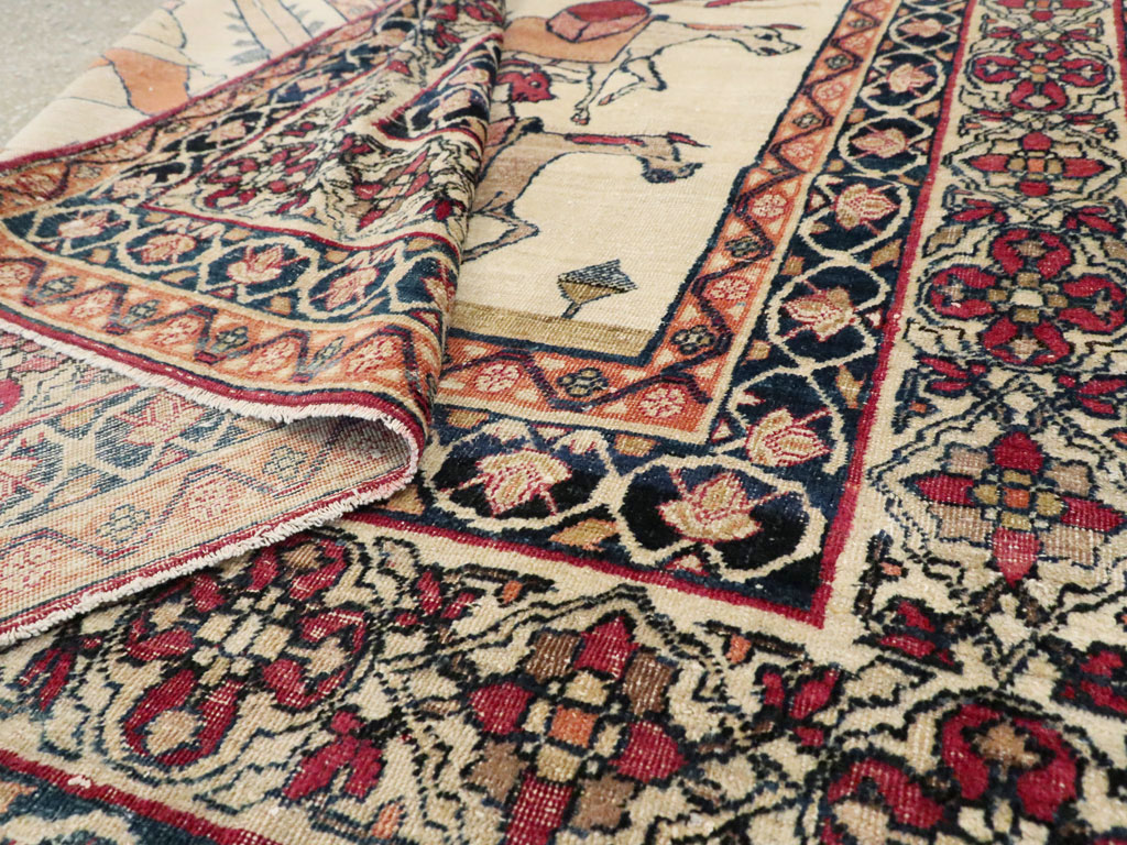 Vintage Persian Kerman Pictorial Rug, No.23102 - Galerie Shabab