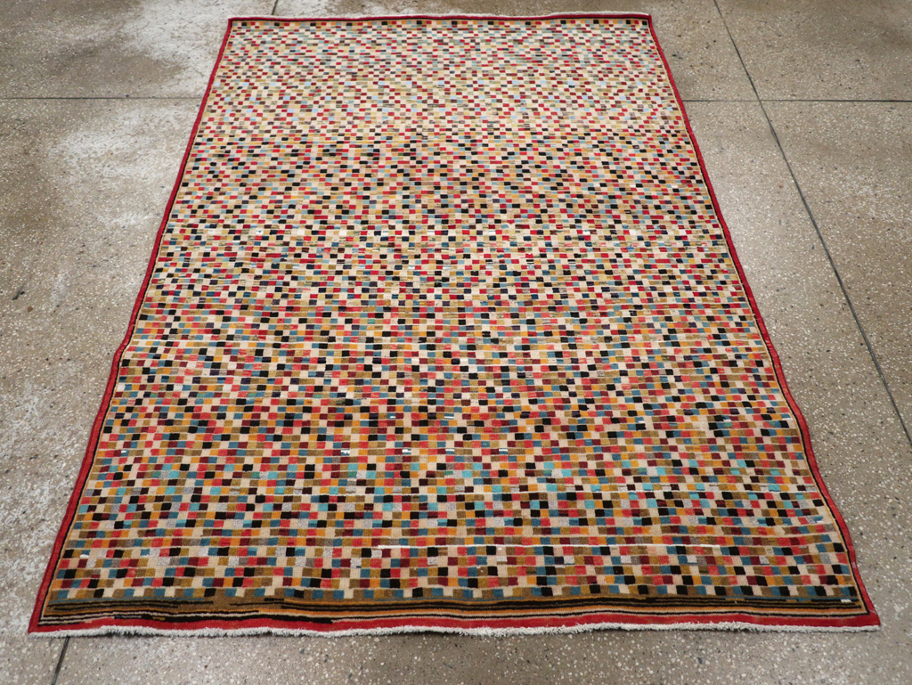 Vintage Persian Kashan Modernist Rug, No.23109 - Galerie Shabab