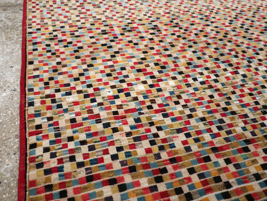 Vintage Persian Kashan Modernist Rug, No.23109 - Galerie Shabab