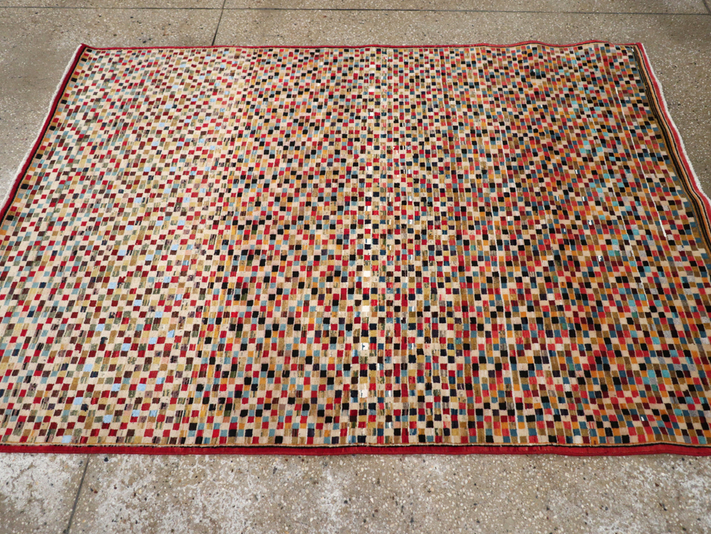 Vintage Persian Kashan Modernist Rug, No.23109 - Galerie Shabab