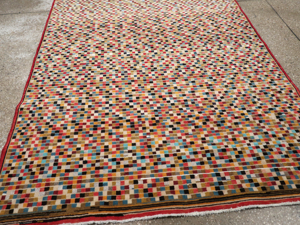 Vintage Persian Kashan Modernist Rug, No.23109 - Galerie Shabab