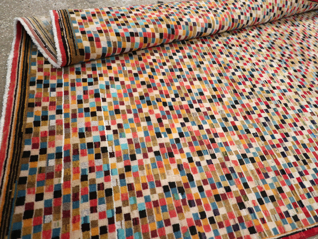 Vintage Persian Kashan Modernist Rug, No.23109 - Galerie Shabab