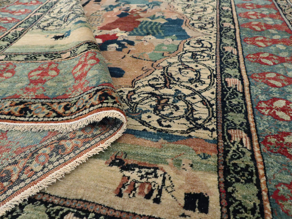 Vintage Persian Kerman Pictorial Rug, No.23123 - Galerie Shabab