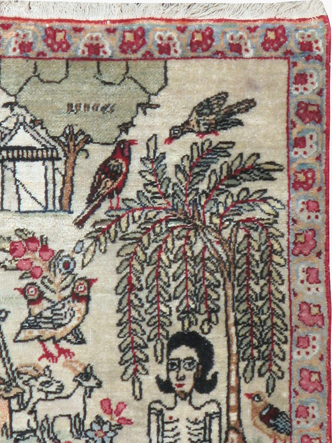Vintage Persian Kerman Pictorial Rug (Pair: 1 of 2), No.23134 - Galerie Shabab